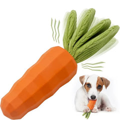 Indestructible Carrot Dog Chew Toy | Milk-Flavored & Squeaky for All Breeds - Natural Rubber