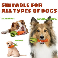Indestructible Carrot Dog Chew Toy | Milk-Flavored & Squeaky for All Breeds - Natural Rubber