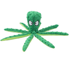 OctoPlay Dog Squeaky Toy - No Stuffing Octopus Plush for Interactive Chew | Multiple Colors