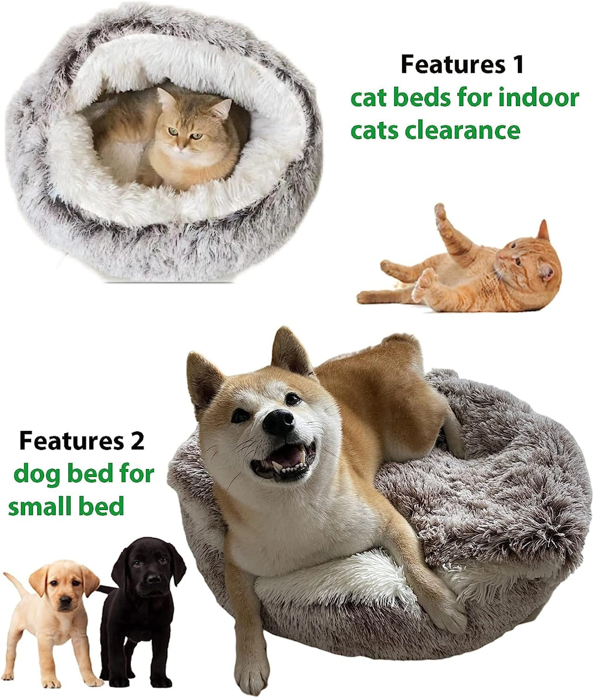 Deluxe Plush Pet Bed for Cats & Small Dogs