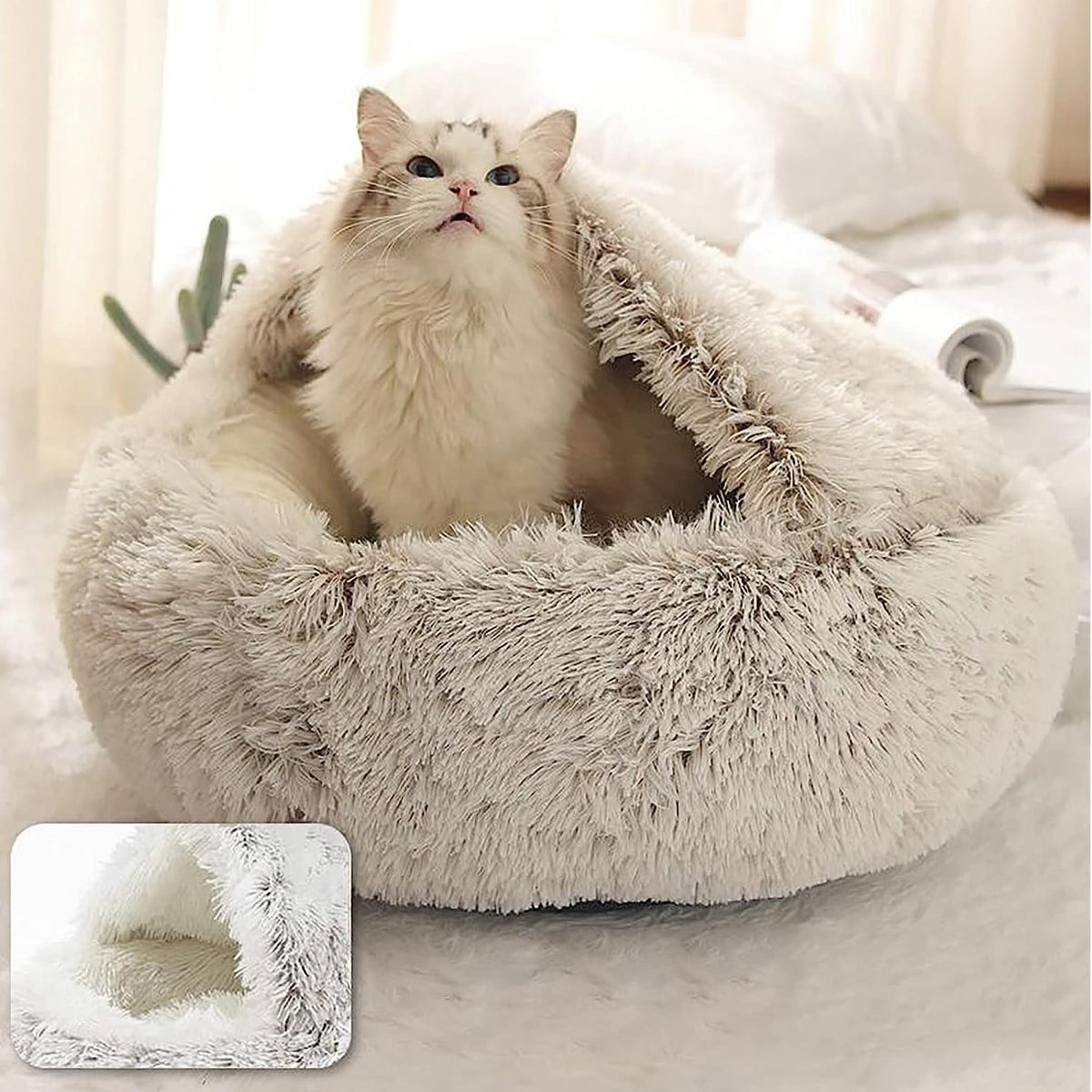 Deluxe Plush Pet Bed for Cats & Small Dogs