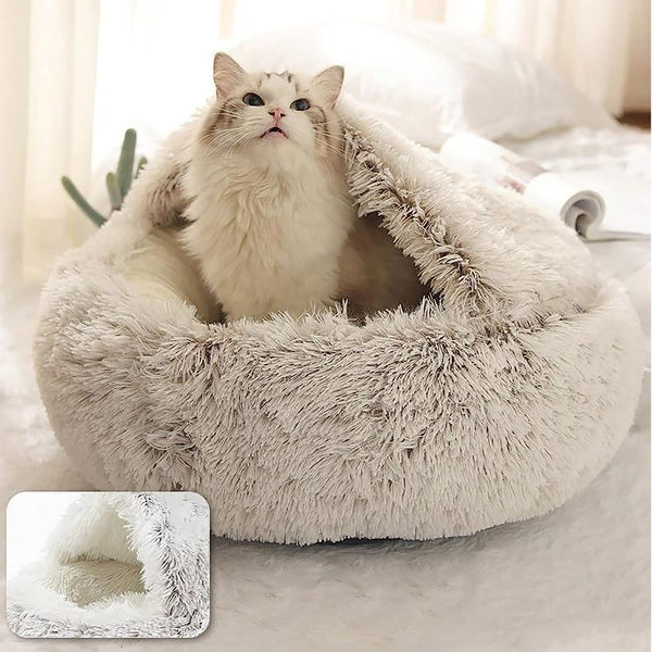 Deluxe Plush Pet Bed for Cats & Small Dogs - Cozy Cat Nest & Kennel | Available in 3 Sizes & Multiple Colors