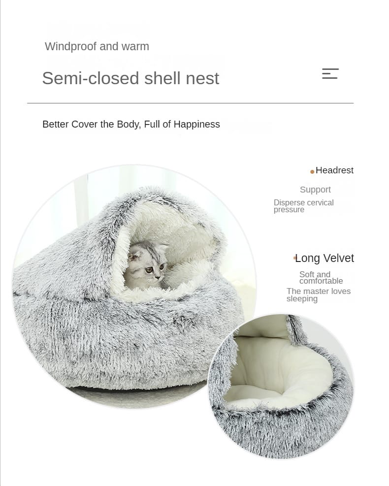 Deluxe Plush Pet Bed for Cats & Small Dogs