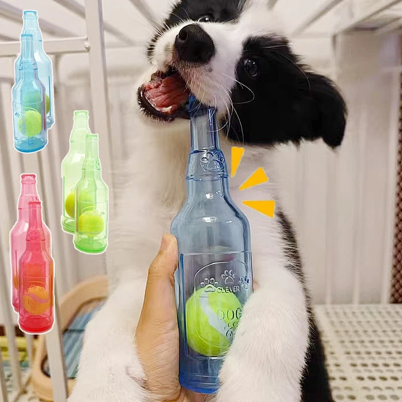 Dog Chew Toy with Tennis Ball – Durable TPR Bite-Resistant Squeaky Interactive Chewing Toy for Puppies & Dogs